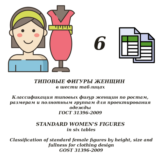 ГОСТ 31396-2009. Типові фігури жінок у шести таблицях (російська мова)